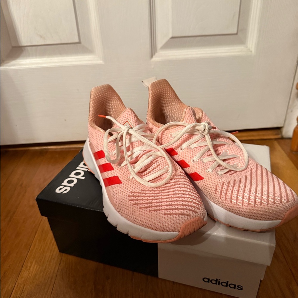 Adidas Pink and Red Athletic Shoes with Breathable Mesh